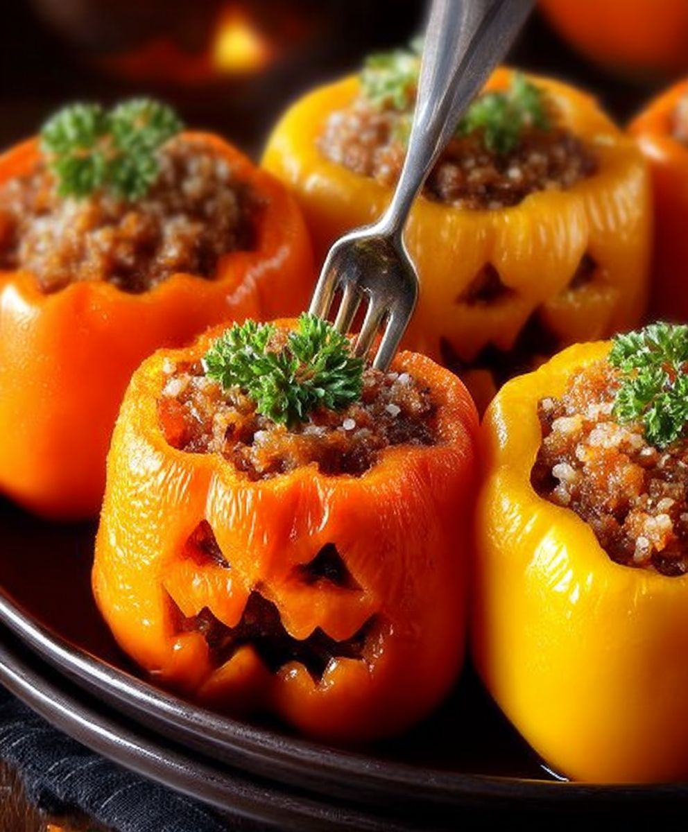 Jack-O’-Lantern Stuffed Peppers