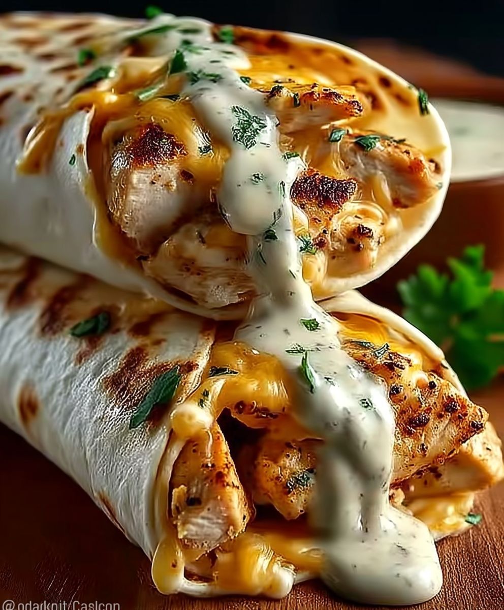 Cheesy Garlic Chicken Wraps