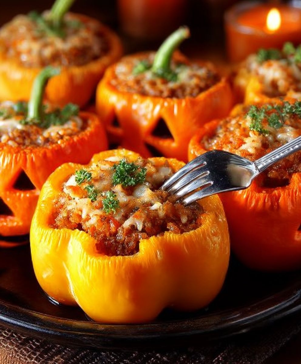 Jack-O’-Lantern Stuffed Peppers