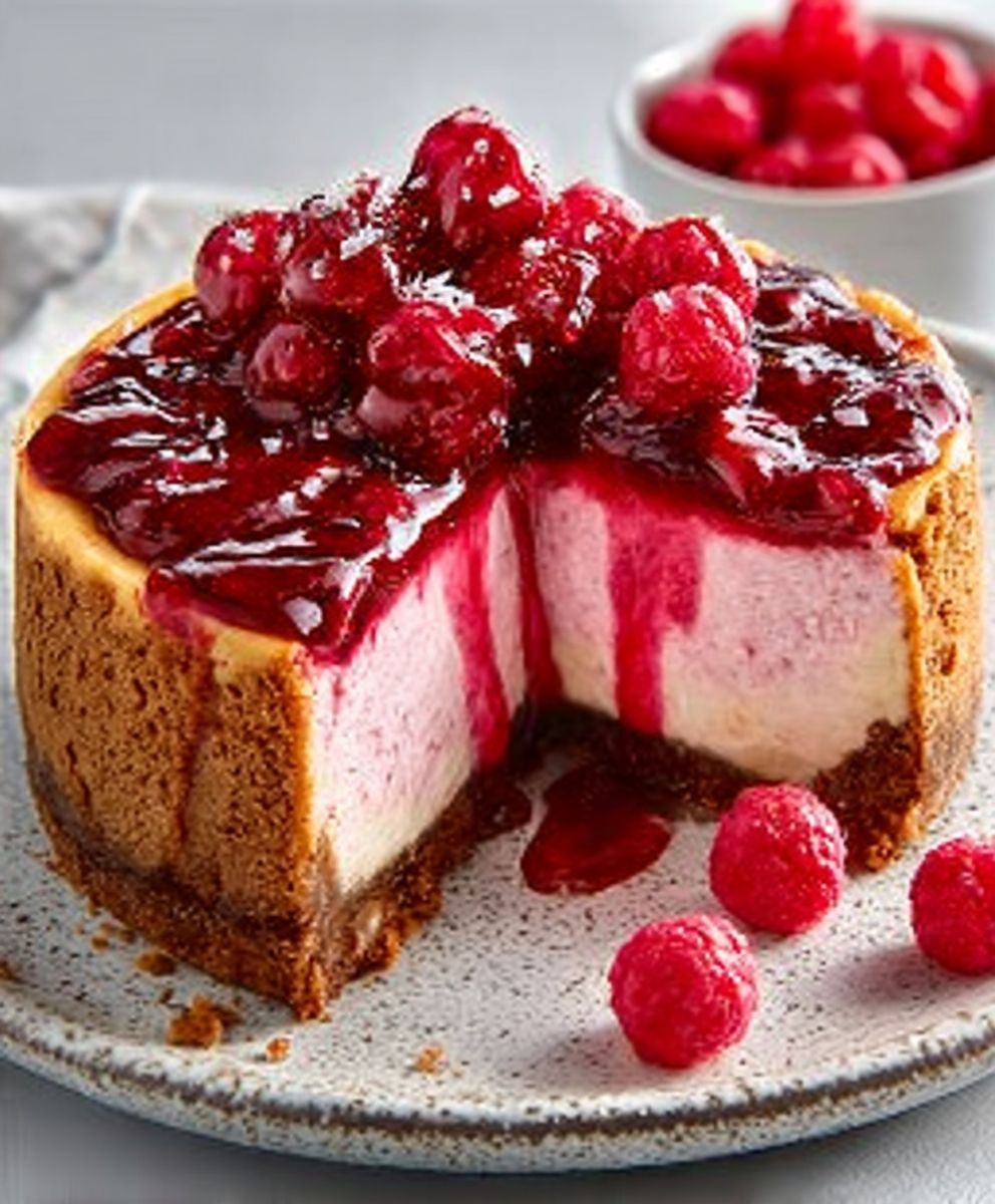 Baked Raspberry Cheesecake