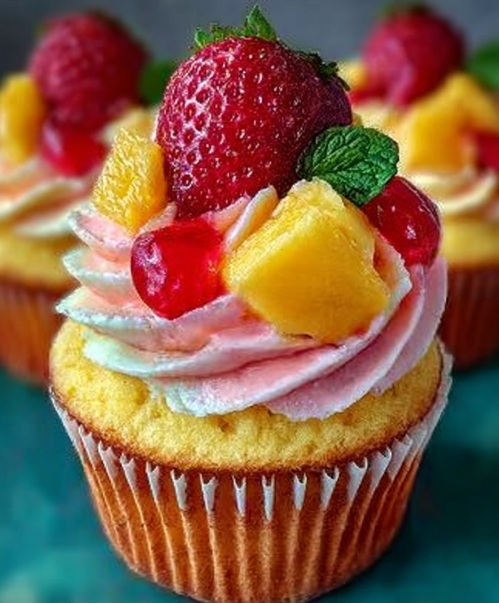 Mango Strawberry Cupcakes