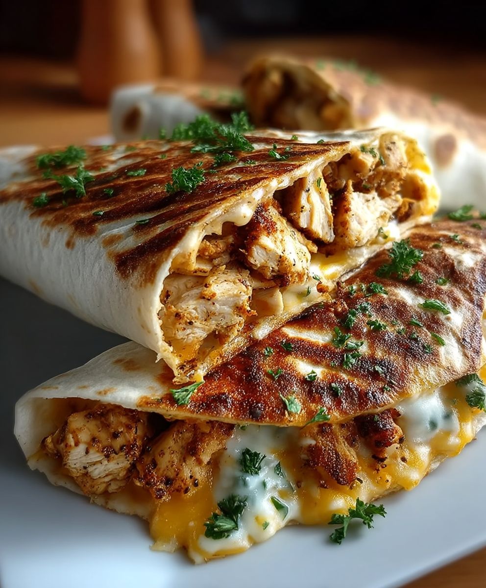 Cheesy Garlic Chicken Wraps