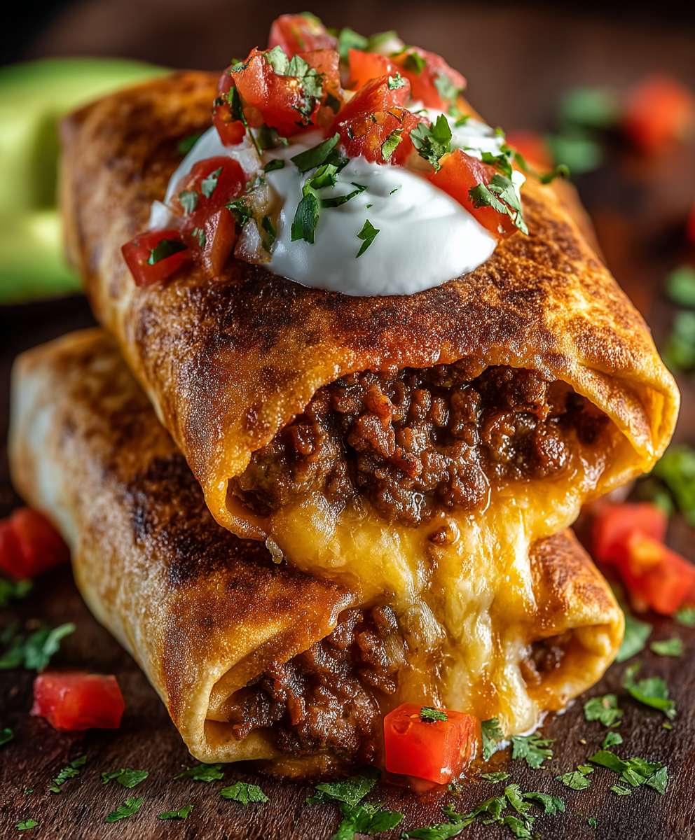Beef Cheese Chimichangas