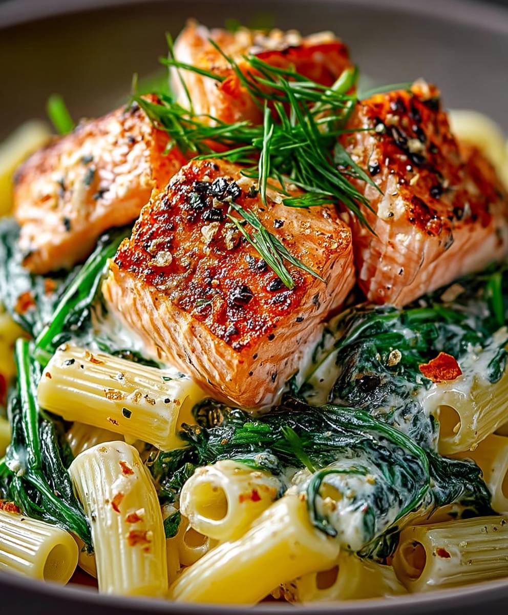 Creamy Salmon Spinach Pasta