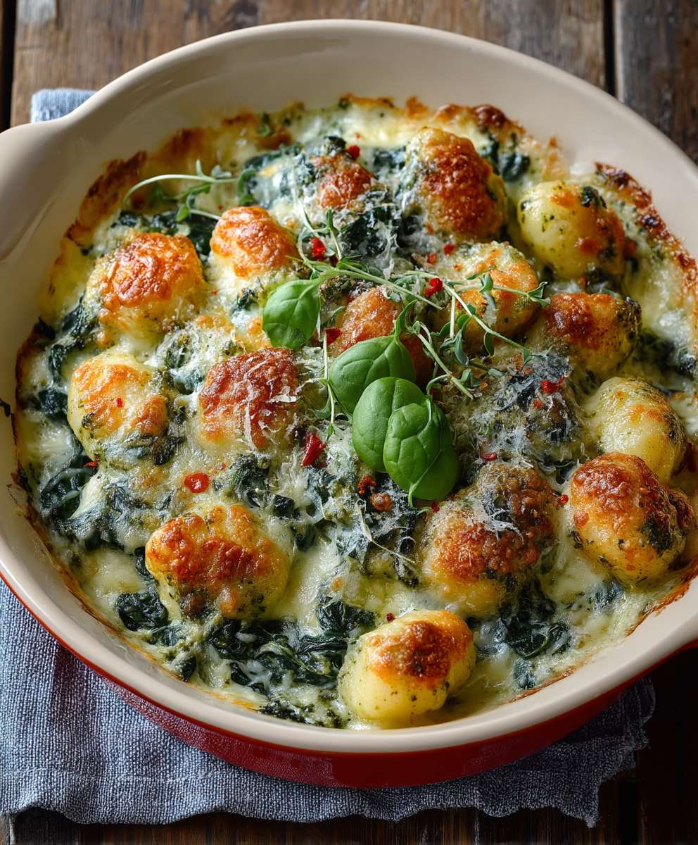 Creamy Pesto Spinach Gnocchi Bake | Easy Vegetarian Dinner Recipe image 2