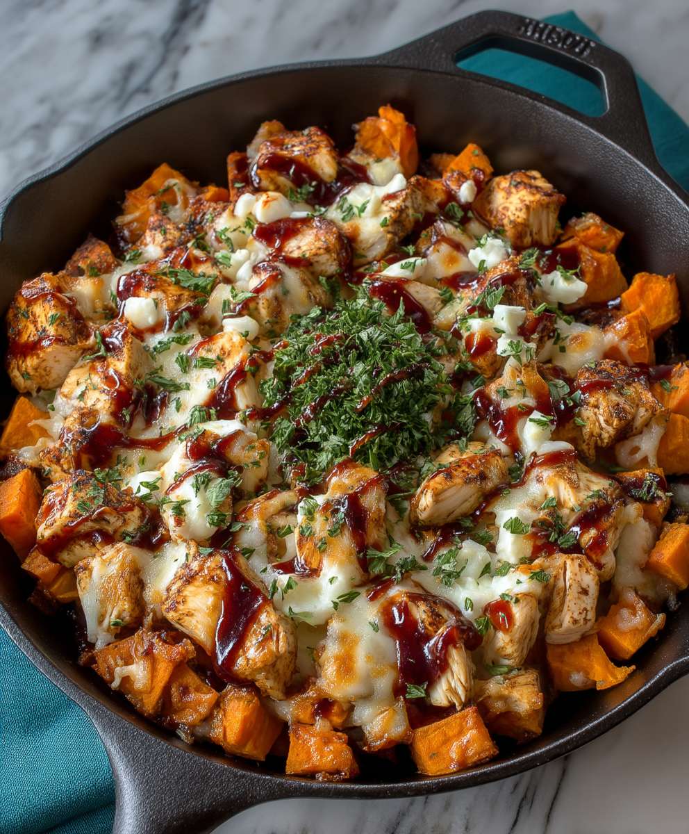 Sweet Potato BBQ Chicken Skillet | Easy Cheesy Family Dinner Recipe image 2